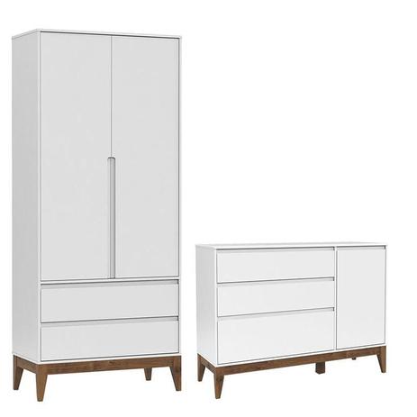 Cômoda com Porta e Guarda Roupa Infantil Nature Clean 2 Portas Branco Acetinado Eco Wood - Matic - Matic Moveis Menor preço em Cômoda com Porta e Guarda Roupa Infantil Nature Clean 2 Portas Branco Acetinado Eco Wood - Matic - Matic Moveis