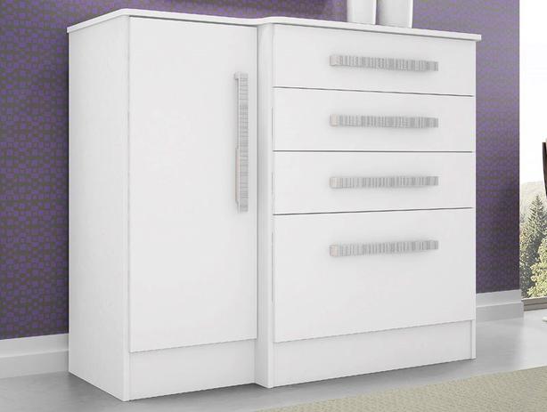 Cômoda com Sapateira e 4 gavetas Luna Branco - LC Móveis Menor preço em Cômoda com Sapateira e 4 gavetas Luna Branco - LC Móveis