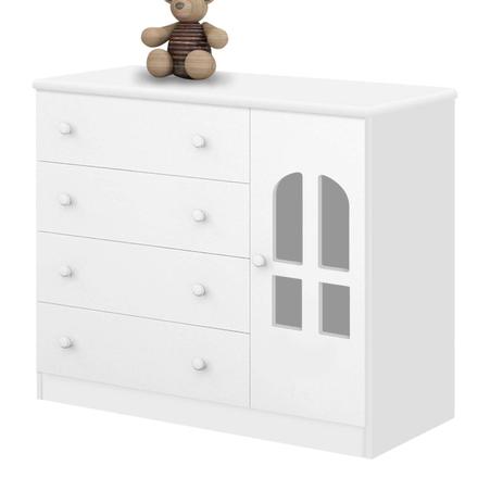 Menor preço em Cômoda de Bebê 1 Porta 4 Gavetas Alvin J&A Móveis Branco