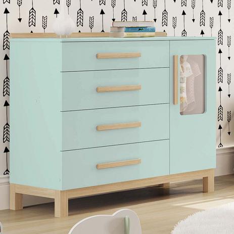 Comoda De Bebe 1 Porta Detalhe Em Acrilico 4 Gavetas Louis Moveis Peroba Verde Jade Cedro Moveis Para Quarto Magazine Luiza