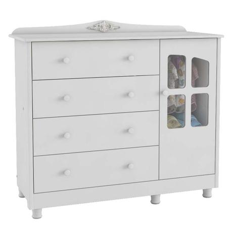 Cômoda de Bebê 1 Porta Lisa 4 Gavetas Elô  Branco Fosco - Peroba é boa?