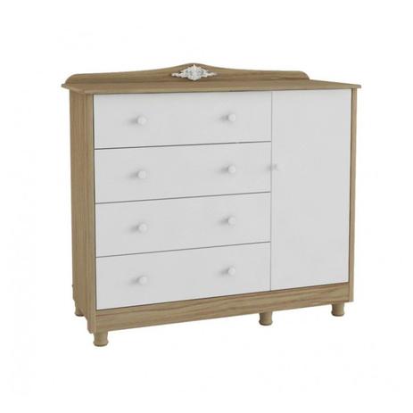 Cômoda de Bebê 1 Porta Lisa 4 Gavetas Elô Móveis Peroba Branco Fosco/Carvalho é boa?