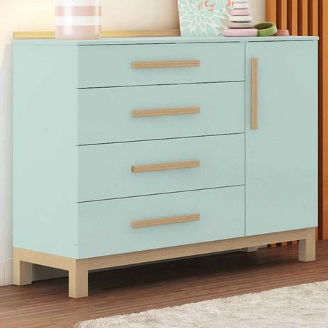 Comoda De Bebe 1 Porta Lisa 4 Gavetas Louis Moveis Peroba Verde Jade Cedro Quarto De Bebe Magazine Luiza