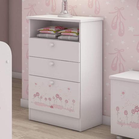 Cômoda de Bebê 2 Gavetas 1 Porta Kids Móveis Serpil Branco/Rosa Menor preço em Cômoda de Bebê 2 Gavetas 1 Porta Kids Móveis Serpil Branco/Rosa