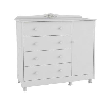 Cômoda de Bebê 4 Gavetas 1 Porta Lisa Elô Móveis Peroba Branco Brilho - Moveis peroba Menor preço em Cômoda de Bebê 4 Gavetas 1 Porta Lisa Elô Móveis Peroba Branco Brilho - Moveis peroba