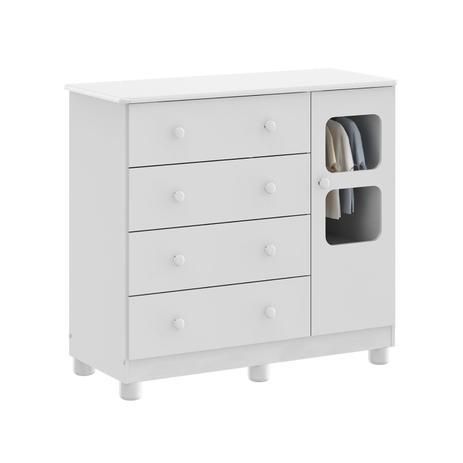 Cômoda de Bebê 4 Gavetas 1 Porta Uli Móveis Peroba Branco Brilho - Moveis peroba é boa?