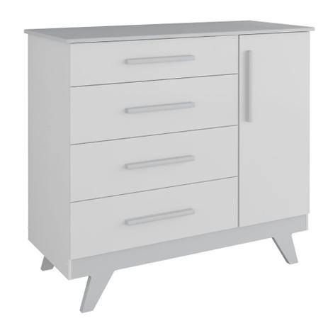 Cômoda de Bebê Retrô 4 Gavetas 1 Porta Lisa Móveis Peroba Branco/Cinza - Moveis Peroba é boa?