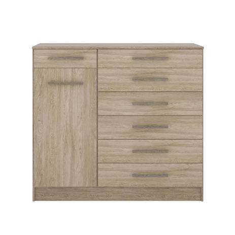 Cômoda Demóbile Aurora MDP 1 Porta 7 Gavetas Nogal/Vanilla Menor preço em Cômoda Demóbile Aurora MDP 1 Porta 7 Gavetas Nogal/Vanilla