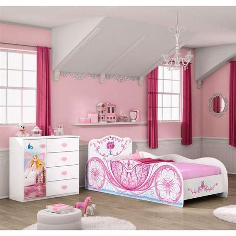 Comoda E Cama Carruagem Infantil Branco Rosa Moveis Estrela - Móveis Estrela Menor preço em Comoda E Cama Carruagem Infantil Branco Rosa Moveis Estrela - Móveis Estrela