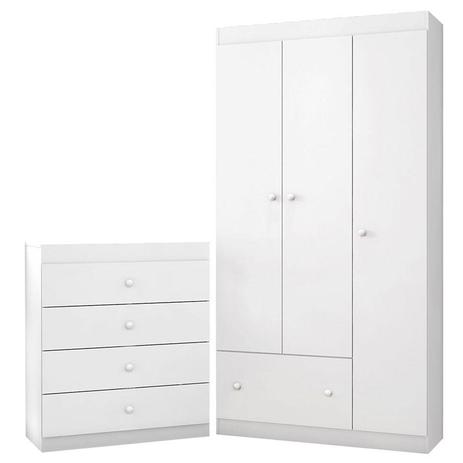 Cômoda e Guarda Roupa Infantil Fantasy Clean Branco Brilho - Móveis Estrela - Moveis estrela Menor preço em Cômoda e Guarda Roupa Infantil Fantasy Clean Branco Brilho - Móveis Estrela - Moveis estrela