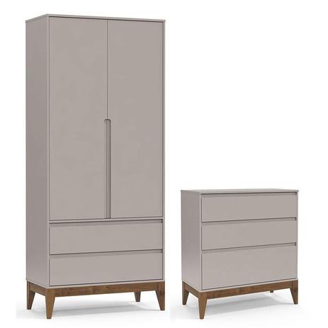 Cômoda e Guarda Roupa Infantil Nature Clean 2 Portas Cinza Eco Wood - Matic - Matic Moveis Menor preço em Cômoda e Guarda Roupa Infantil Nature Clean 2 Portas Cinza Eco Wood - Matic - Matic Moveis