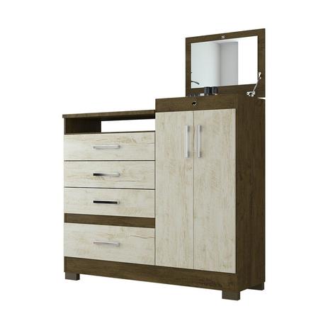 Comoda Elegance C/ 4 Gavetas Castanho Wood/Avelã Wood - Moval móveis Menor preço em Comoda Elegance C/ 4 Gavetas Castanho Wood/Avelã Wood - Moval móveis
