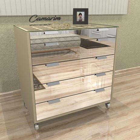 Comoda Espelhada Moderna Portajoia Tampo Vidro Branco Com05 - BEGE - Camarim móveis Menor preço em Comoda Espelhada Moderna Portajoia Tampo Vidro Branco Com05 - BEGE - Camarim móveis