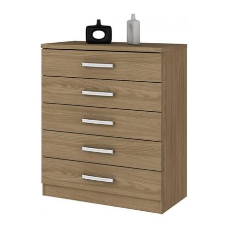 Cômoda Flor de Lis 5 Gavetas Amêndoa - Henn Menor preço em Cômoda Flor de Lis 5 Gavetas Amêndoa - Henn
