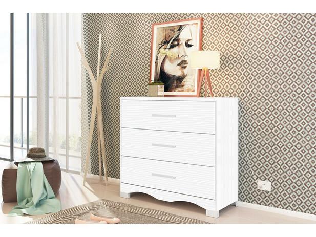 Comoda Florença com 3 Gavetas Branco Textura - 1020-74 - Móveis Albatroz - Moveis albatroz Menor preço em Comoda Florença com 3 Gavetas Branco Textura - 1020-74 - Móveis Albatroz - Moveis albatroz