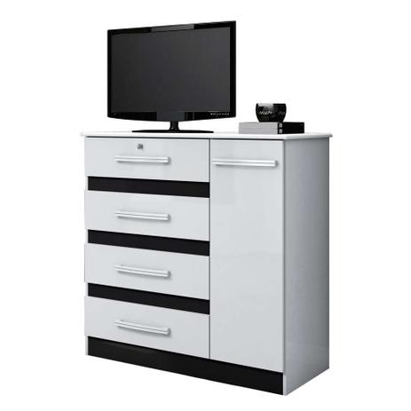Cômoda Grécia 4 Gavetas Branco e Preto - Móveis Albatroz Menor preço em Cômoda Grécia 4 Gavetas Branco e Preto - Móveis Albatroz
