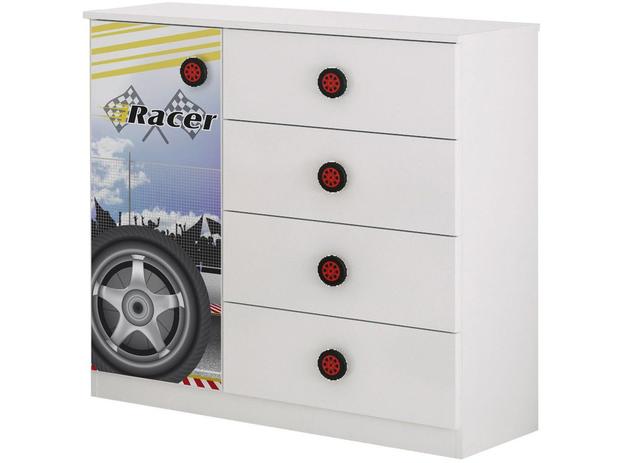Cômoda Infantil 1 Porta 4 Gavetas Móveis Estrela - Racer Car Menor preço em Cômoda Infantil 1 Porta 4 Gavetas Móveis Estrela - Racer Car