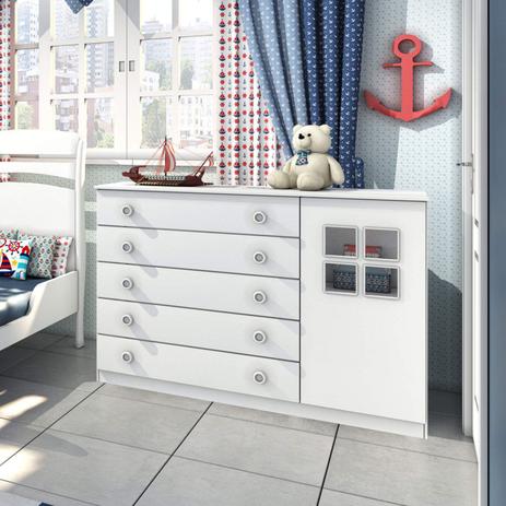 Cômoda Infantil 5 Gavetas 1 Porta Primore Tcil Móveis Branco Menor preço em Cômoda Infantil 5 Gavetas 1 Porta Primore Tcil Móveis Branco