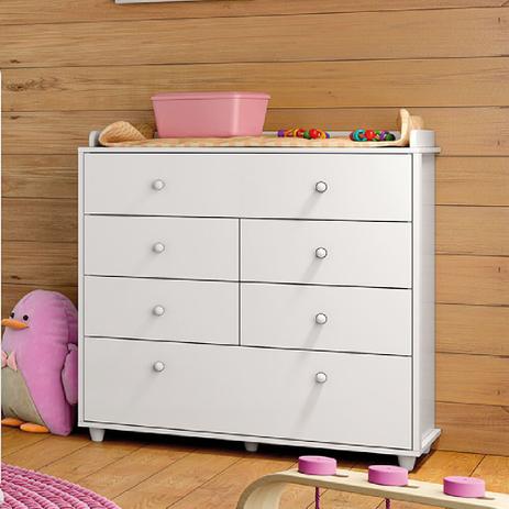 Cômoda Infantil 6 Gavetas Pão de Mel - Branco - Henn Menor preço em Cômoda Infantil 6 Gavetas Pão de Mel - Branco - Henn