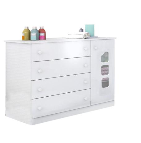 Cômoda Infantil Bebê Lívia 4 Gavetas 1 Porta Branco Phoenix baby Menor preço em Cômoda Infantil Bebê Lívia 4 Gavetas 1 Porta Branco Phoenix baby