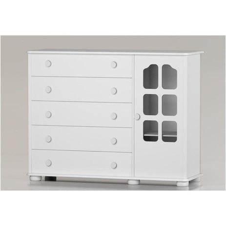 Cômoda Infantil com 01 Porta e 05 Gavetas Amore Slim Branco Brilho - Matic Menor preço em Cômoda Infantil com 01 Porta e 05 Gavetas Amore Slim Branco Brilho - Matic