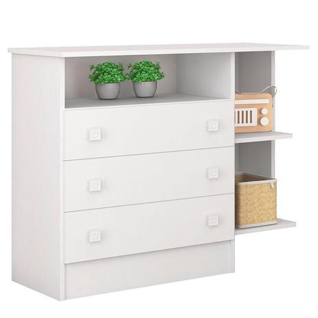 Cômoda Infantil com Nicho Doce Sonho 104 Branco Brilho Qmovi Menor preço em Cômoda Infantil com Nicho Doce Sonho 104 Branco Brilho Qmovi
