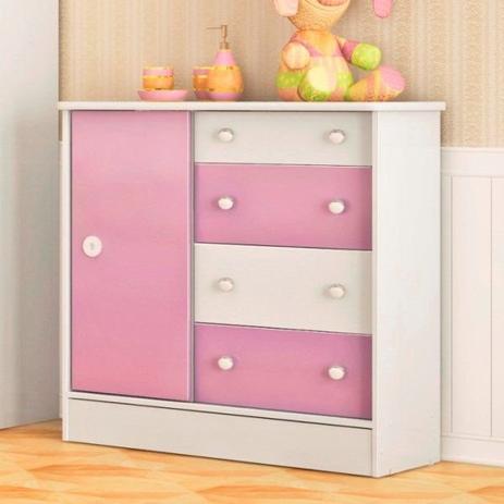 Cômoda Infantil Doce Magia com Porta Deslizante - Qmovi Menor preço em Cômoda Infantil Doce Magia com Porta Deslizante - Qmovi