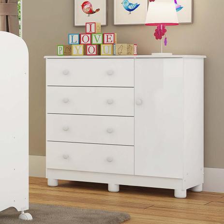 Cômoda Infantil Em MDF Organizadora Simples 4 Gavetas 1 Cabideiro 1 Porta Multiuso Quarto Branca - Peroba Menor preço em Cômoda Infantil Em MDF Organizadora Simples 4 Gavetas 1 Cabideiro 1 Porta Multiuso Quarto Branca - Peroba