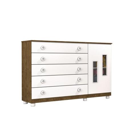 Comoda Infantil Evolution com Pes 5 Gavetas Imbuia e Neve - Tcil Menor preço em Comoda Infantil Evolution com Pes 5 Gavetas Imbuia e Neve - Tcil