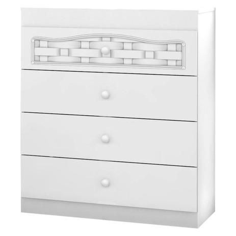 Cômoda Infantil Fantasy Clean 4 Gavetas Branco/Ripado - Móveis Estrela Menor preço em Cômoda Infantil Fantasy Clean 4 Gavetas Branco/Ripado - Móveis Estrela