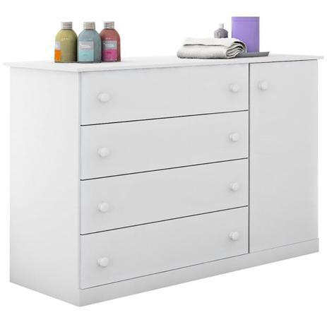 Cômoda Infantil Helena 01 Porta e 04 Gavetas Branco - Phoenix - Phoenix baby Menor preço em Cômoda Infantil Helena 01 Porta e 04 Gavetas Branco - Phoenix - Phoenix baby