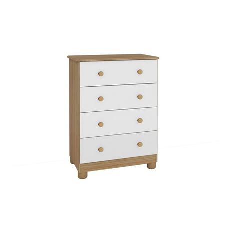 Comoda infantil peroba junior gaveteiro com 4 gavetas branco/carvalho Menor preço em Comoda infantil peroba junior gaveteiro com 4 gavetas branco/carvalho
