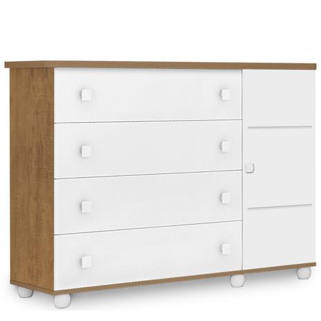 Cômoda Infantil Premium 4 Gavetas Amêndoa/Branco - Planet Baby Menor preço em Cômoda Infantil Premium 4 Gavetas Amêndoa/Branco - Planet Baby