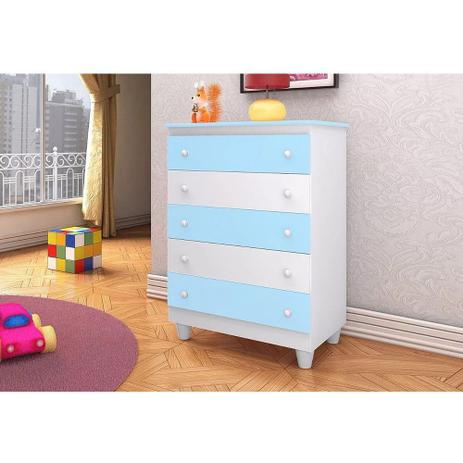 Cômoda Infantil Vitória 5 gavetas Branco/Azul - Peternella é ruim? Cômoda Infantil Vitória 5 gavetas Branco/Azul - Peternella é boa?