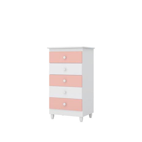 Cômoda Infantil Vitória 5 Gavetas Branco/Rosa - Peternella - Pertenella Menor preço em Cômoda Infantil Vitória 5 Gavetas Branco/Rosa - Peternella - Pertenella
