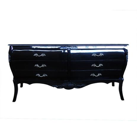 Comoda Lion Entalhada Grande 6 Gavetas - Preto - Tommy Design Menor preço em Comoda Lion Entalhada Grande 6 Gavetas - Preto - Tommy Design