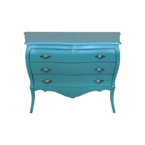 Cômoda Luis Xv Lion Frente Abaulada Azul Turquesa Fosco - Wood prime - cm Menor preço em Cômoda Luis Xv Lion Frente Abaulada Azul Turquesa Fosco - Wood prime - cm