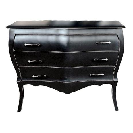 Cômoda Luis Xv Lion Frente Abaulada Preto Fosco - Wood Prime - Cm Menor preço em Cômoda Luis Xv Lion Frente Abaulada Preto Fosco - Wood Prime - Cm