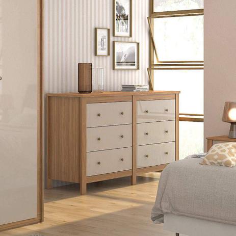 Cômoda Maggiore Lopas 6 Gavetas Horizontal Carvalho Naturale / Off White Menor preço em Cômoda Maggiore Lopas 6 Gavetas Horizontal Carvalho Naturale / Off White
