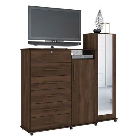 Cômoda Master Plus 6 Gavetas Com Cabideiro Cedro Móveis Albatroz Menor preço em Cômoda Master Plus 6 Gavetas Com Cabideiro Cedro Móveis Albatroz