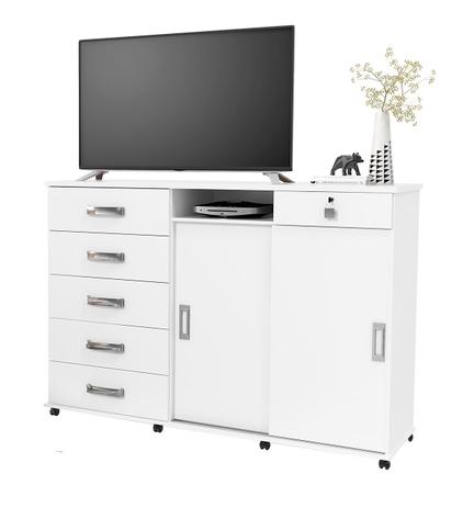 Cômoda Max 6 Gavetas e 2 Portas Branco Lukaliam Móveis Menor preço em Cômoda Max 6 Gavetas e 2 Portas Branco Lukaliam Móveis