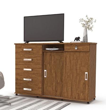 Cômoda Max New 06 Gavetas 02 Portas Amêndoa Lukaliam Móveis Menor preço em Cômoda Max New 06 Gavetas 02 Portas Amêndoa Lukaliam Móveis