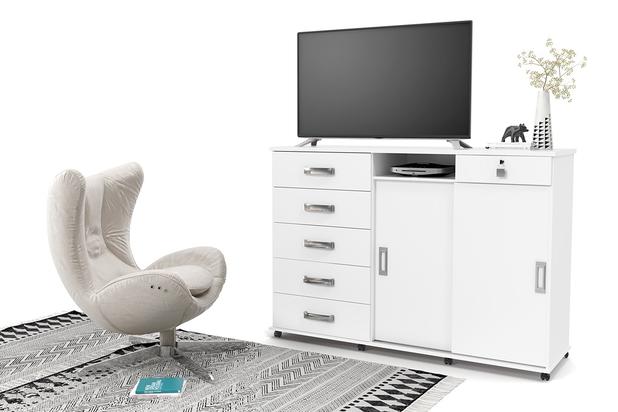 Comoda Max New Branco Brilho- Lukaliam Menor preço em Comoda Max New Branco Brilho- Lukaliam