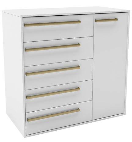 Cômoda Multiuso 5 gavetas 1 porta Puxador Calha 513013 cor Branco Belmax Menor preço em Cômoda Multiuso 5 gavetas 1 porta Puxador Calha 513013 cor Branco Belmax