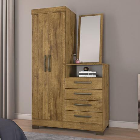 Cômoda Notável NT5040-150 Com Espelho 2 Portas 4 Gavetas Rústico Menor preço em Cômoda Notável NT5040-150 Com Espelho 2 Portas 4 Gavetas Rústico