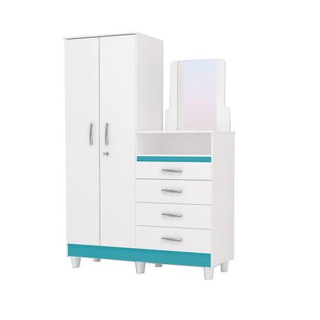 Cômoda Roupeiro 2 Portas 4 Gavetas Line Infantil Branco Azul - Vila Rica é boa?