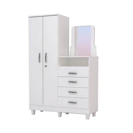 Cômoda Roupeiro 2 Portas 4 Gavetas Line Infantil Branco - Vila Rica Menor preço em Cômoda Roupeiro 2 Portas 4 Gavetas Line Infantil Branco - Vila Rica