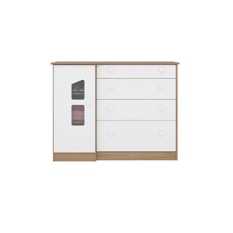 Cômoda Sapateira 01 Porta 04 Gavetas Amore Branco/ Cravalho- Qmovi 2644 Menor preço em Cômoda Sapateira 01 Porta 04 Gavetas Amore Branco/ Cravalho- Qmovi 2644