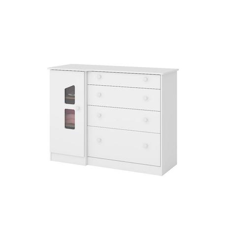 Cômoda Sapateira 01 Porta 04 Gavetas Amore Branco- Qmovi 2644 Menor preço em Cômoda Sapateira 01 Porta 04 Gavetas Amore Branco- Qmovi 2644