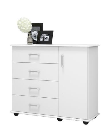 Cômoda Sapateira 4 Gavetas 1 Porta Itália Branco - E j móveis Menor preço em Cômoda Sapateira 4 Gavetas 1 Porta Itália Branco - E j móveis